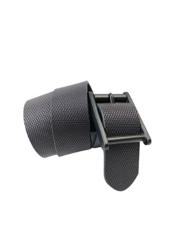 حزام رجالي كاجوال جلد طبيعي – أسود بتصميم Texture وتوكة Gunmetal