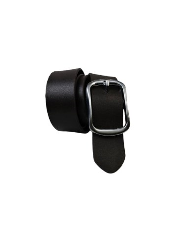 حزام رجالي كاجوال جلد طبيعي – أسود سادة